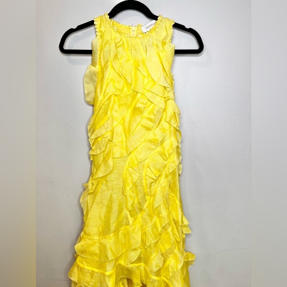 NWT Zimmermann Wonderland Silk Maxi Ruffles Dress Lemon Yellow Size 2/ Medium - Picture 7 of 14
